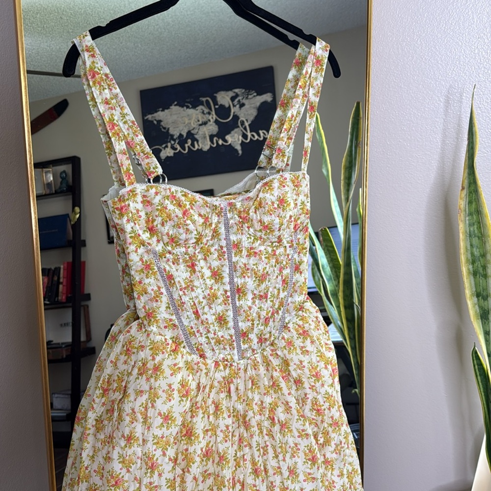 House of CB 'Kelly' Royal Rose Print Corset Midi Sundress - Picture 7 of 10